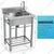 Premium Quality Free Standing Stainless-Steel Utility Sink with Water Pipe and Storage Shelves