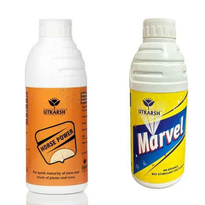 Utkarsh Flowering Fertilizer Combo Pack | Horse Power ( NPK 10-34-00)(1L)+ Marvel(1L)