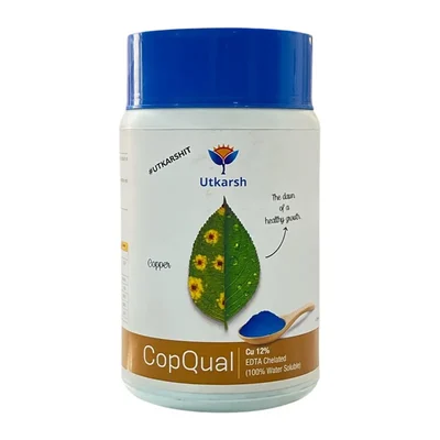 Utkarsh CopQual (Copper - Cu 12% EDTA Chelated, 100 % Water Soluble Foliar Spray Fertilizer) | 500 gm