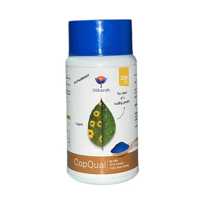 Utkarsh CopQual (Copper - Cu 12% EDTA Chelated, 100 % Water Soluble Foliar Spray Fertilizer) | 250 gm
