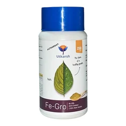 Utkarsh FeGro (Iron-Fe-12% EDTA Chelated, 100% Water Soluble Foliar Spray Fertilizer) for Chlorophyll Synthesis | 250 gm