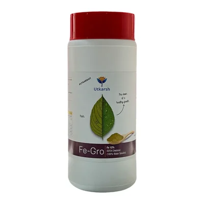 Utkarsh FeGro (Iron-Fe-12% EDTA Chelated, 100% Water Soluble Foliar Spray Fertilizer) for Chlorophyll Synthesis | 1 kg(Pack-1 x 1 kg)