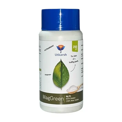 Utkarsh MagGreen (Magnesium Mg 5% EDTA Chelated, 100 % Water Soluble Foliar Spray Fertilizer) Boost Chlorophyll | 250 gm