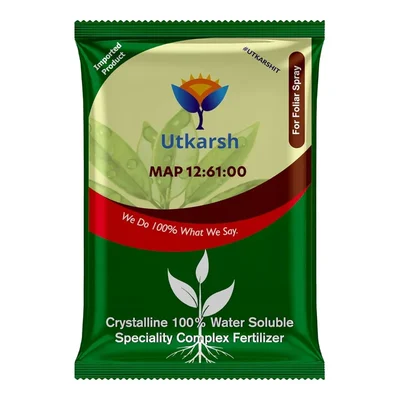 Utkarsh MAP (12:61:00) (Mono Ammonium Phosphate- (NH4)H2PO4 Crystalline 100% Water Soluble Complex Fertilizer) | 900 gm(Pack-1 x 900 gm)
