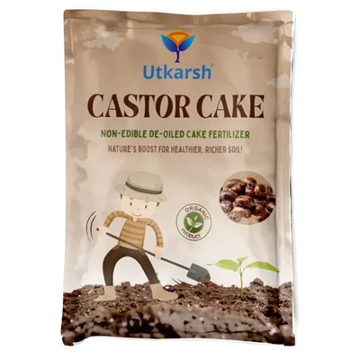 Utkarsh Organic Castor Oil Cake | Organic Fertilizer | 900 gm(Pack-1 x 900 gm)