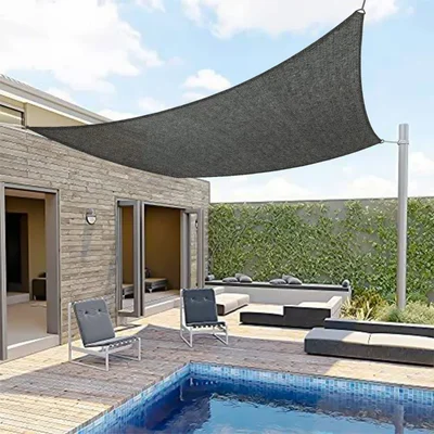 HIPPO Shade Sail 12 Feet X 16 Feet Sun Shade 85% UV Protected for Garden, Canopy Shade, Outdoor Patio, Balcony Tent(Color-Ash-Grey)