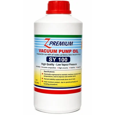 Z PREMIUM Vacuum Pump Oil SY100 Low Vapour Pressure Multi Size (1L, 5L, 10L, 20L) Efficient Lubricant Industrial Rotary Vane(Size-1 Litre)