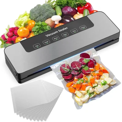 ENEM Vacuum Sealer Machine with Free 10 Vacuum Pouches, 1 Year Warranty For Packing, Sealing
