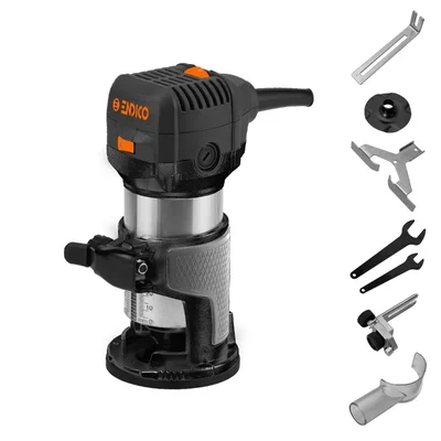 Endico 710W Variable Speed Electric Wood Trimmer for Carpentry & Furniture Design - Soft Start & 3 Collet Sizes - CT8-V