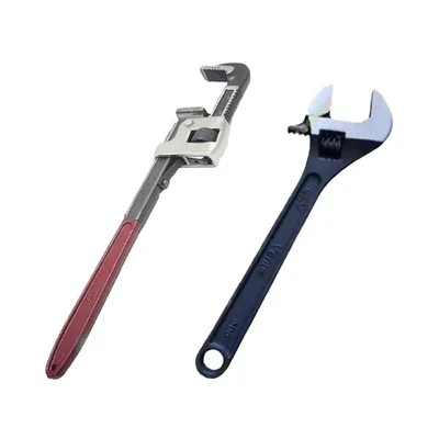Venus 2 Pieces of Wrench Set : Adjustable Wrench (300 mm)(Chrome), Pipe Wrench Stillson Type with Polished Jaw (300 mm)