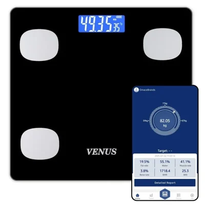 Venus EPS 6399 BMI Weight Scale & Body Fat Analyzer with IOS/Android App Sync,25+ Essential Composition Metrics