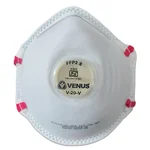VENUS Pack of 100 V-20 V FFP2 S ISI Certified Convex Cup Seam Style Respirator with Stay Cool Exhalation Valve, 110259401
