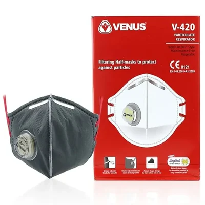 VENUS V-420V FFP2 ISI Certified, respirator with Stay Cool exhalation valve for easy breathing, 110497201(Pack-5 Pcs )