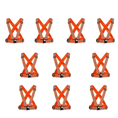 Minsales Reflective Jacket/Vest Belt - Nylon, V-Neck, Unisex-Adult Orange ( Pack of 10 )