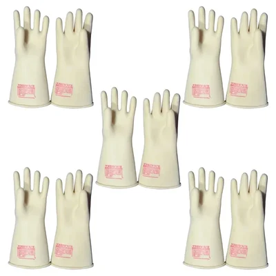 Vidyut Pack of 5, 11 KV Electrical Insulating Rubber Gloves, Natural Rubber, 14 Inch, High Voltage Protection