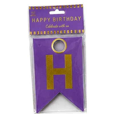 Pack of 10, 20, 50, 70, 100 Violet Happy Birthday Paper Plastic Bunting Banner Decoration Hanging Pennant Garland Party Decor Craft(Pack-10 pcs)