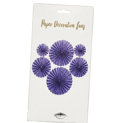 Violet Colour set of 6 Pcs Colourful Foldable Hanging Paper Decoration Fans for Party Background Backdrop Decor(Pack-100)