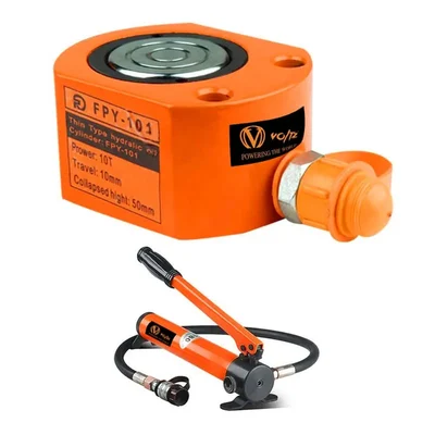 VOLTZ FPY-10180 10 Ton Ultra-Thin Hydraulic Cylinders Jack, Cylinder Ram Stroke with Hand Pump