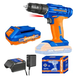 Wadfow 10mm 20V Cordless Drill With Battery, 0-400/0-1500 RPM (WCDP511)