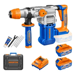 Wadfow 28mm 20V Cordless BL Multiple Operating Modes Rotary Hammer With Battery-Charger & Accessories (WLM1B283)
