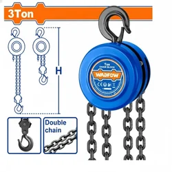 Wadfow 3 Ton Chain Pulley Block With 3 meter Chain - 3 meters Standard Lift (WCK2583)