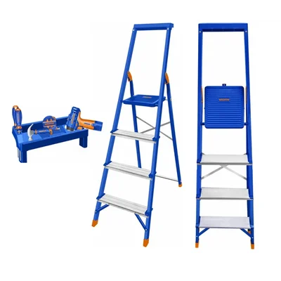 Wadfow WLD1H04 4 Steps Steel & Aluminium Household Ladder, 150 kg Load Capacity
