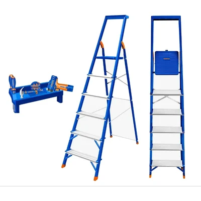 Wadfow WLD1H06 6 Steps Steel & Aluminium Household Ladder, 150 kg Load Capacity