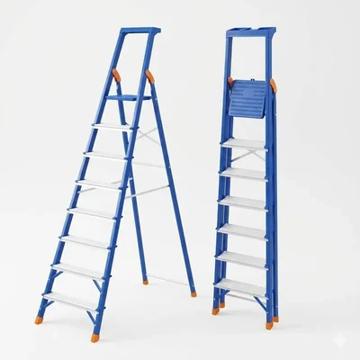 Wadfow WLD1H08 8 Steps Steel & Aluminium Household Ladder, 150 kg Load Capacity