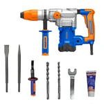 Wadfow 40mm 1600 Watt SDS-Max 10J Impact Energy Rotary Hammer With Drill Bits & Chisel, 630 RPM (WRH3D38)