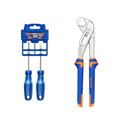 Wadfow Hand Tools Combo Of 100 cm Screwdriver Set (WSS2302) and 10 inch Pump Pliers (WPL6910)