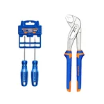 Wadfow Hand Tools Combo Of 100 cm Screwdriver Set (WSS2302) and 10 inch Pump Pliers (WPL6910)