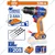 Wadfow 13mm 20V Cordless, Brushless Impact Drill With Battery, Charger & Bits, Max. Torque 52Nm (WCDP5282)