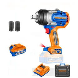 Wadfow 19mm (3/4") 20V Cordless BL 3-Mode Setting Impact Wrench With Battery-Charger & Sockets, Max. Torque 1280 N.m (WCD1B128)