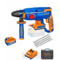 Wadfow 26mm 20V Cordless BL Multiple Operating Modes Rotary Hammer With Battery-Charger & Accessories (WLM1B262)