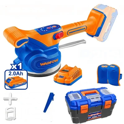 Wadfow 130mm 20V 50 Kg Suction Capacity Cordless Tile Vibration Machine With Battery-Charger & Accessories Kit Box, 0–10,000 RPM (WTVM1D128)