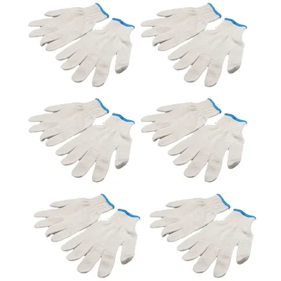 Super Safety Reusable Washable Cotton Knitted Safety Gloves, Free size(Pack-6)