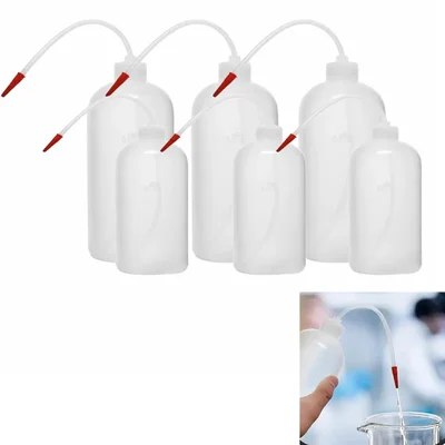 Bello Wash Bottles (3pcs of 1000ml each) & (3pcs of 500ml each), Screw Cap & Flexible Tube for Dispensing Liquid in Lab