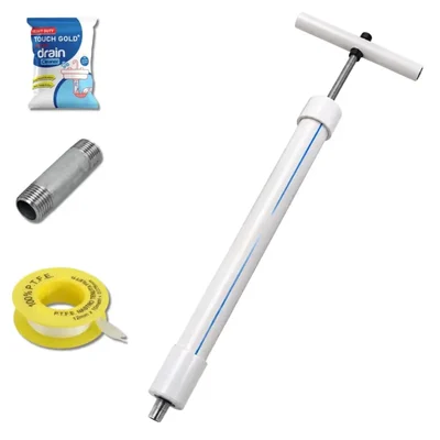 20 In. Blockage Remover Hand Pump for Water Pipe Cleaning Manual Sediment Flush UPVC Body with GI Nipple 1 Pack