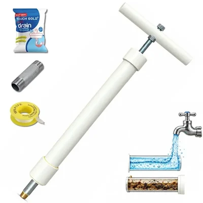 20 In. Blockage Remover Hand Pump for Water Pipe Cleaning Manual Sediment Flush UPVC Body with GI Nipple 1 Pack
