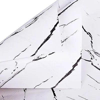 White & Black Waterproof Marble Flower Wrapping Paper Sheets, 20 Pcs, Pack of 2, Includes 3 Pull Bow Ribbons