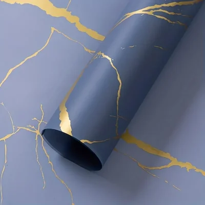 Grey & Gold Waterproof Marble Flower Wrapping Paper Sheets, 20 Pcs, Pack of 2, Includes 3 Pull Bow Ribbons