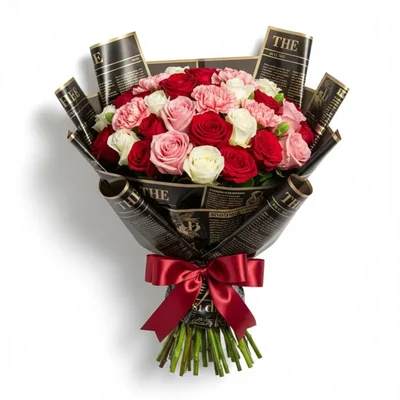 20 Sheet Waterproof Black & Gold Newspaper Flower Wrap Paper Bouquet Gift Decor 2 Pack