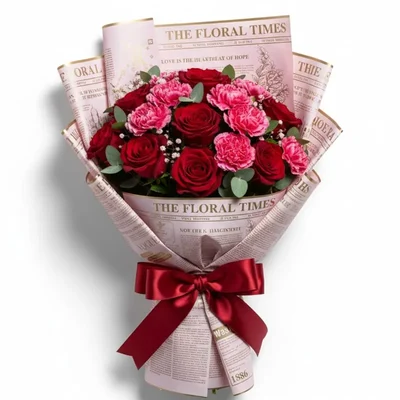 20 Sheet Waterproof Pink & Gold Newspaper Flower Wrap Paper Bouquet Gift Decor 2 Pack