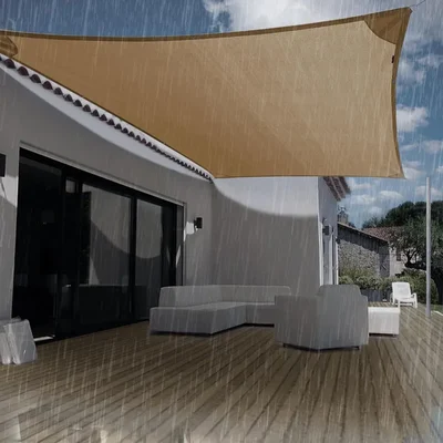 HIPPO Waterproof (8.00FT X 10.00FT)Sun Shade Sails HDPE Fabric - Rain Protection Sails for Terrace Shed, Car Parking(Color-Bamboo-Mocha)