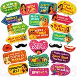 Pack of 5, 23 Pcs Wedding Theme Colourful Photo Booth Props Kit for Bride Groom Family Selfie Party Decorations