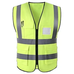 WeighTAJ Safety Jacket - 165 GSM, 2-inch Reflective Stripes at Front & Back, 4 Pockets