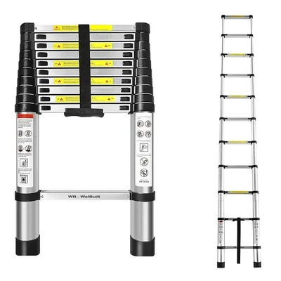 Welbuilt 10.5ft Stainless Steel EN131 Multipurpose One-Button Retraction Telescopic Ladder 