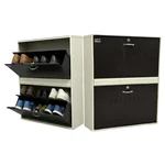 Welbuilt 34 x 26 x 9.5 inches 2 Door 4 Shelf Double Decker Wall Mounted Metal Shoe Rack (Capacity - 12 pair)