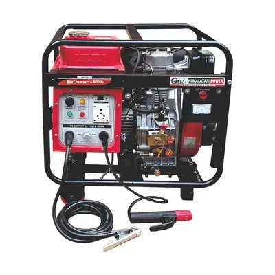HPM 200 Amps Recoil & Self Start Diesel Run Generator Cum Welder Machine With Battery (GE-3P-W8000D)
