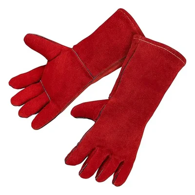 DSY A-Grade Red Leather Welding Gloves. Full Lining. 2 parts